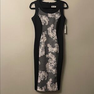 Shelby & Palmer Black Dress with Cream Lace-Print Panel